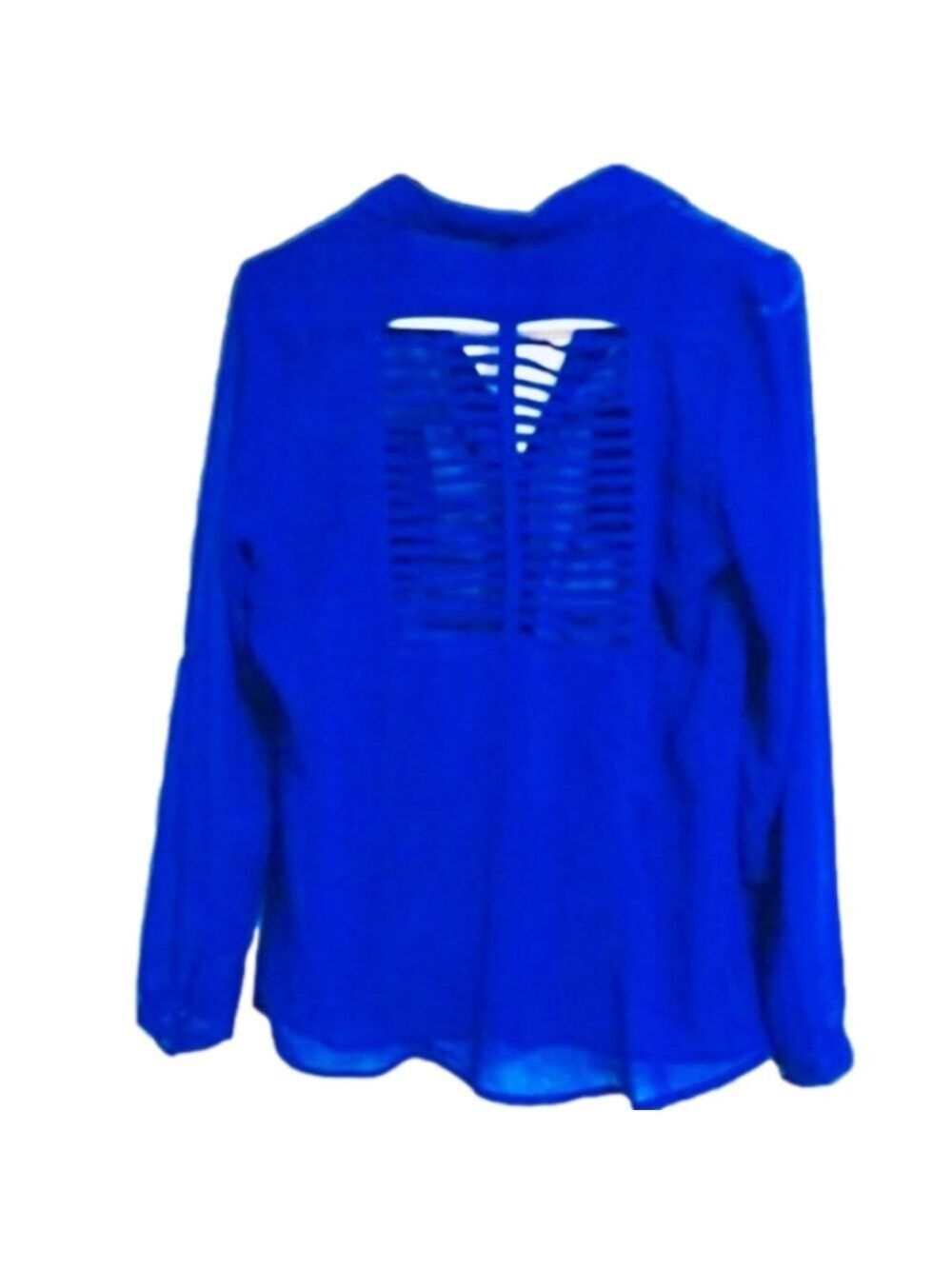 Blue Button Down with Ladder Back and Convertible Sleeves